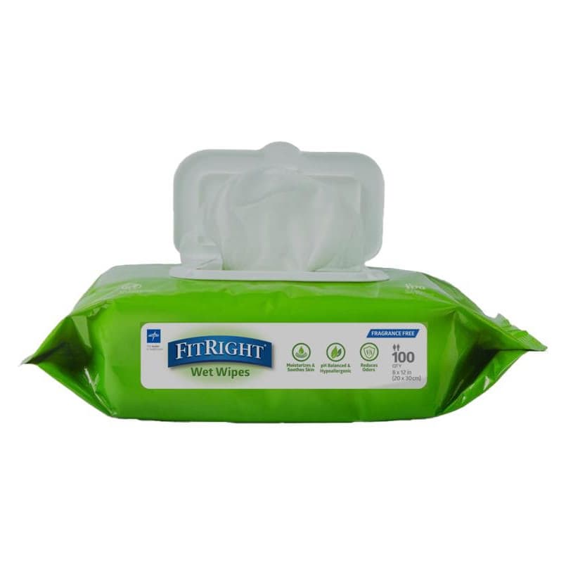 FitRight Wet Wipes with Aloe, Unscented - Case of 600 - Image 1