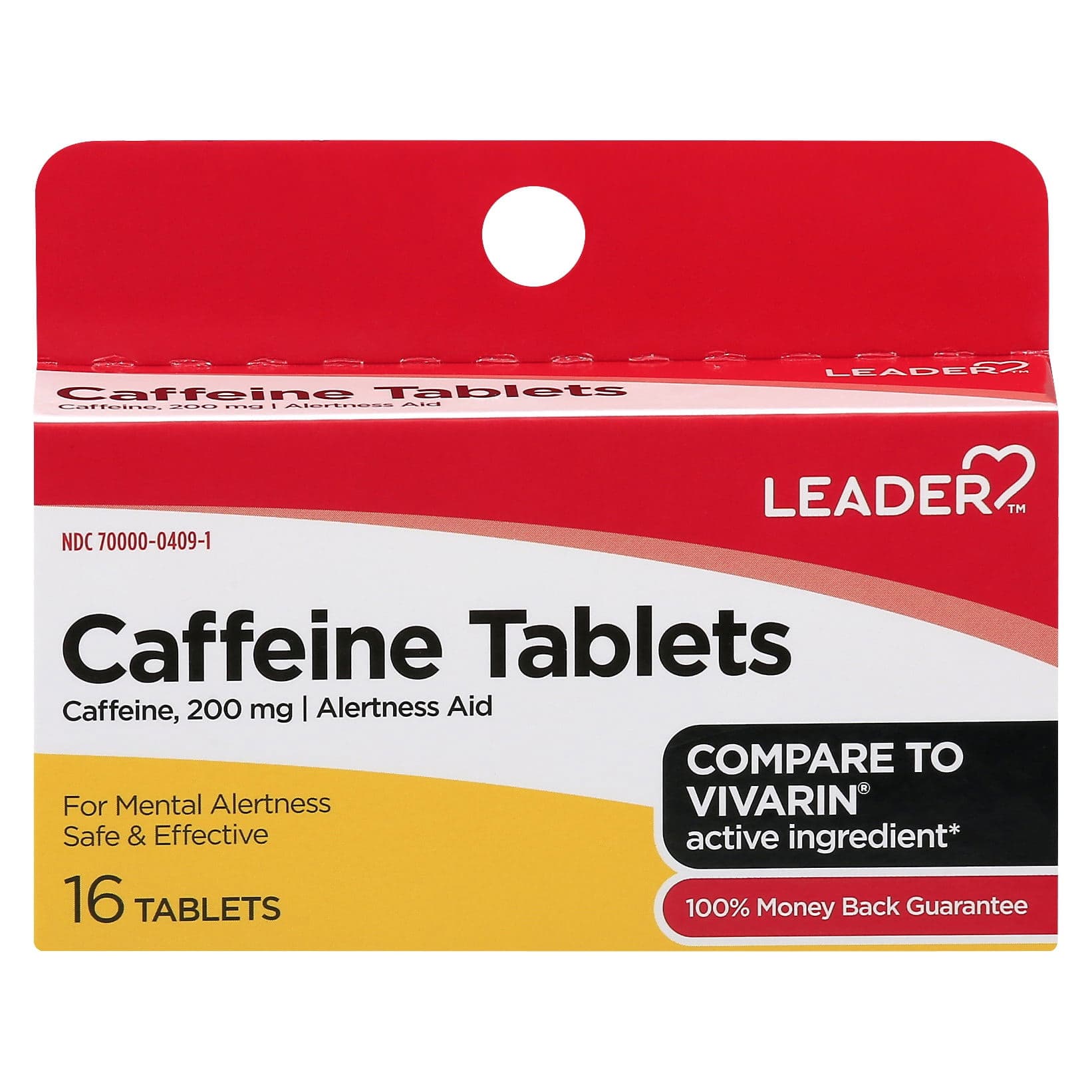 Leader Alertness Aid Caffeine Tablets, 200 mg - Pack of 16