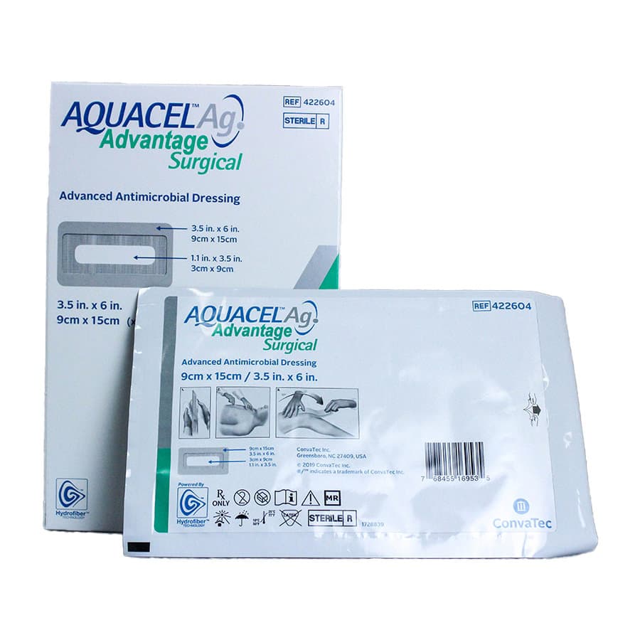 AQUACEL Ag Advantage Antimicrobial Dressings, 3.5 x 6 Inch - Box of 10 - Image 1