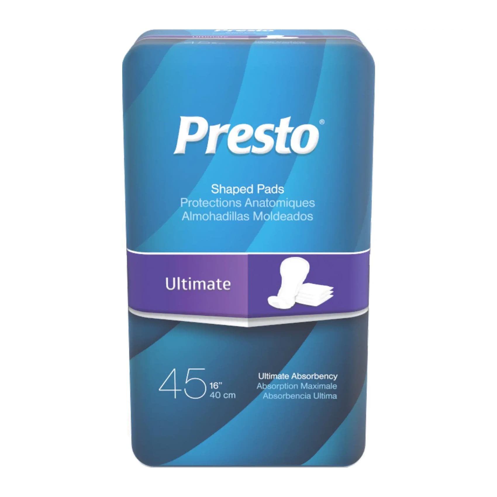 Presto Shaped Incontinence Pad, Ultimate Absorbency - Bag of 45 - Image 1