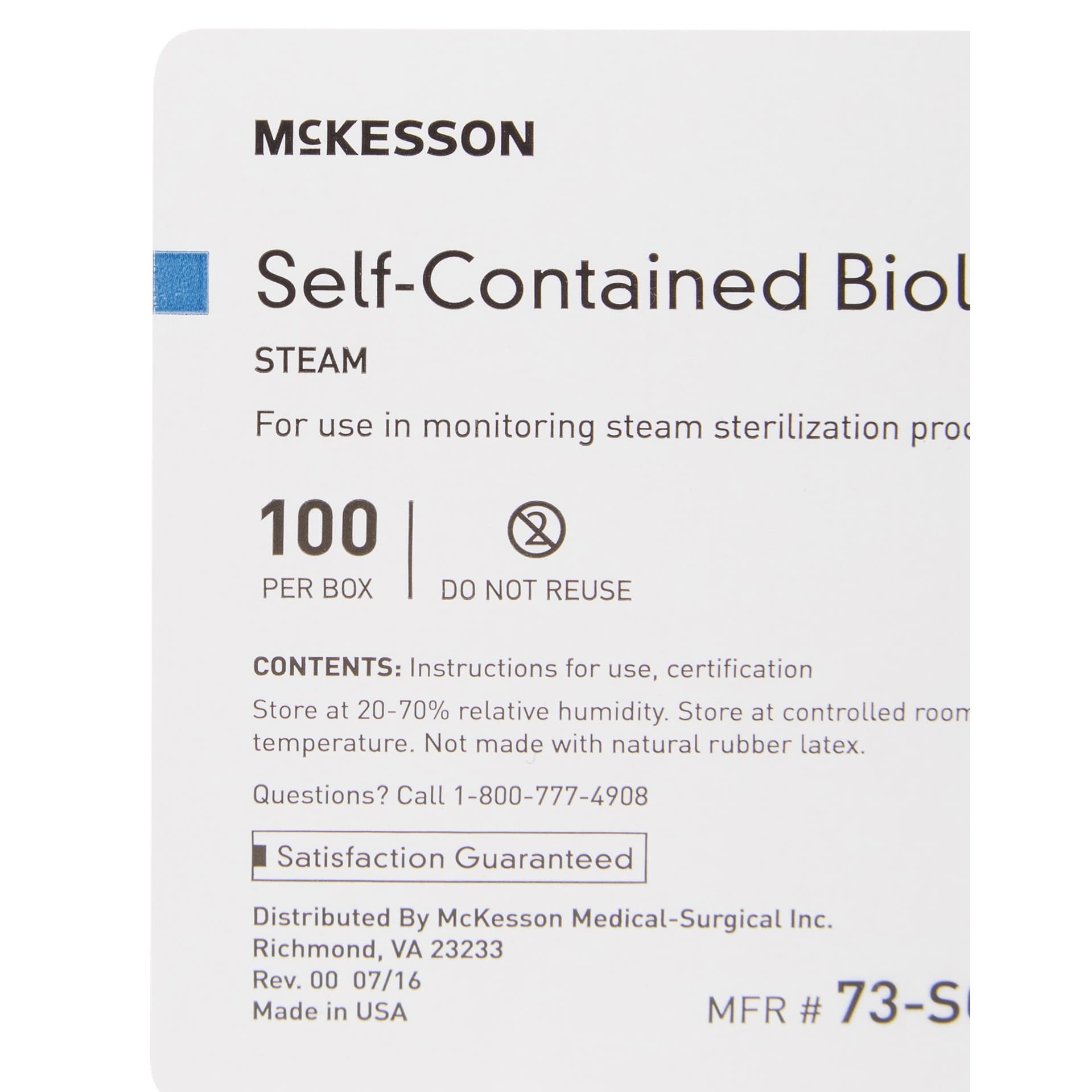McKesson Sterilization Biological Indicator Vial 24 hour Read Time - Box of 100 - Image 1