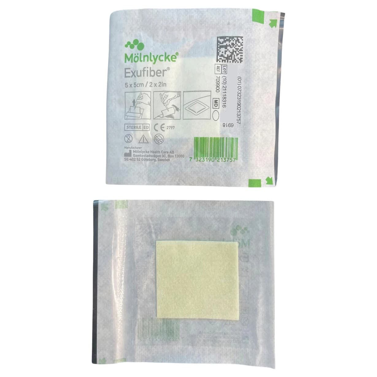 Exufiber Gelling Fiber Dressing, 2 x 2 Inch - Each - Image 1