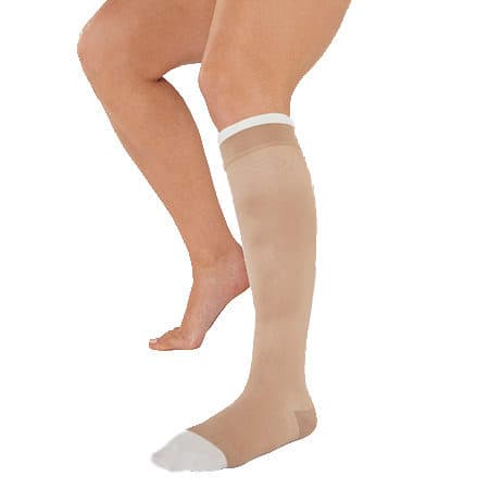 Juzo Ulcer Pro Knee-High Compression Liners and Stocking, Large, 30-40mmHg, Regular, Beige - Pair - Image 1