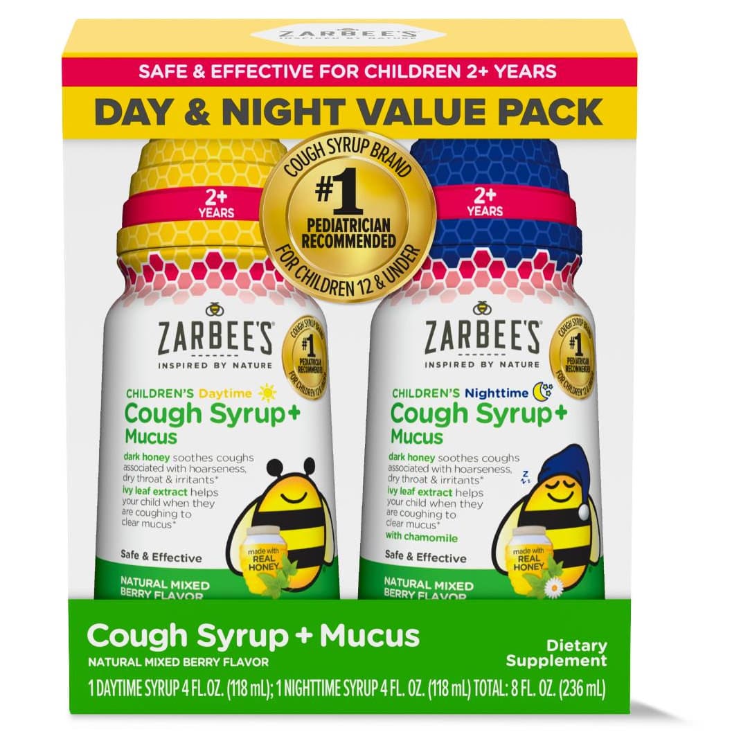Zarbees Children's Day and Night Cough Syrup + Mucus Relief - Case of 12 - Image 1