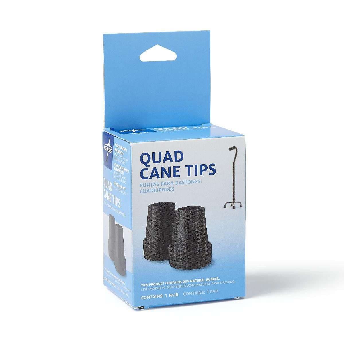 Medline Replacement Large Base Quad Cane Tips, Black, 5/8" - Case of 12 - Image 1