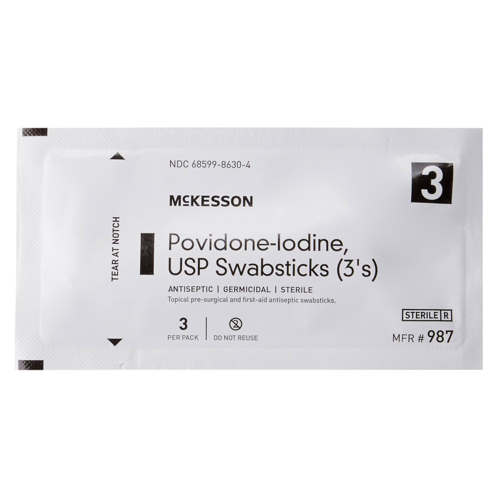 McKesson Povidone-Iodine Impregnated Swabstick, 3 per Pack - Image 3