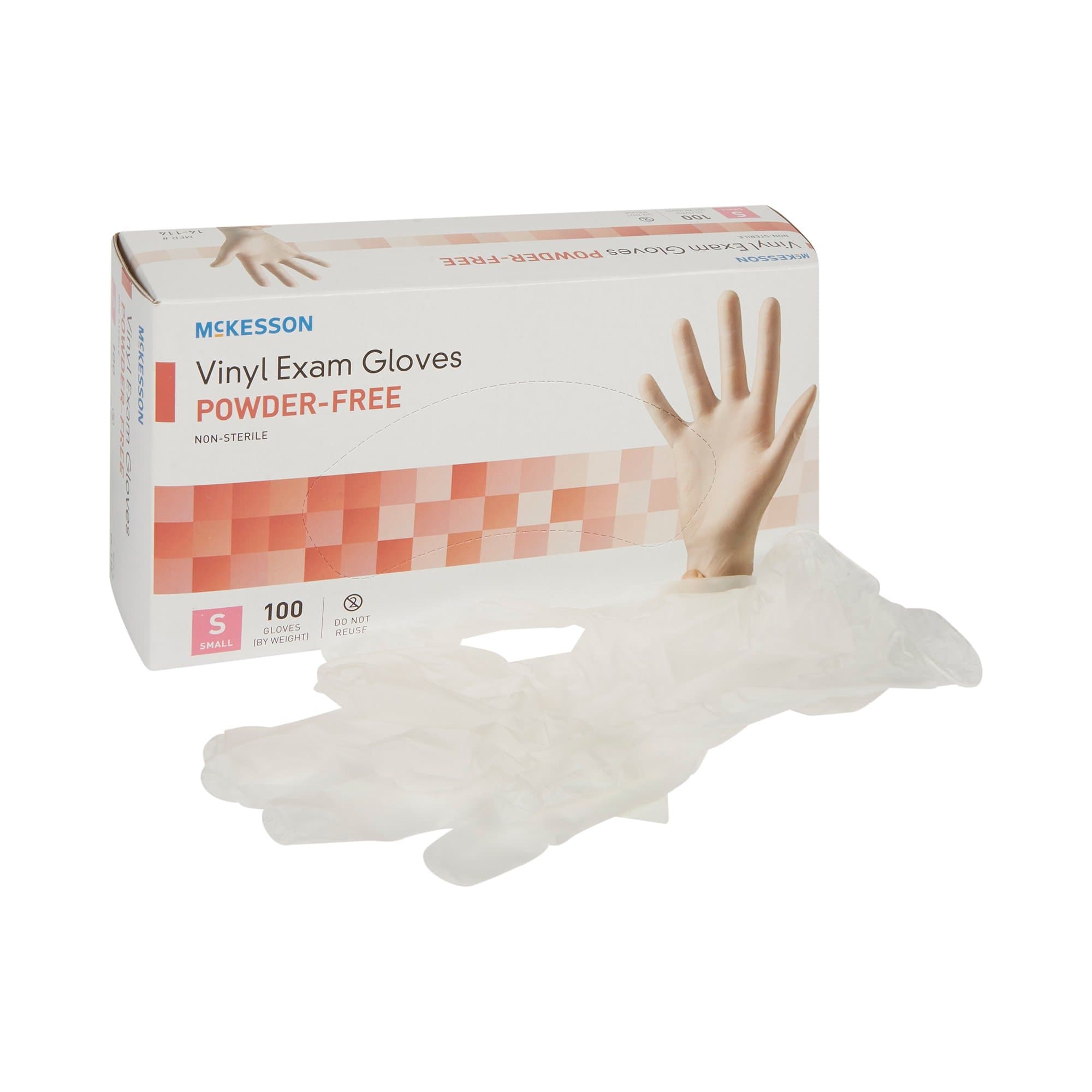 McKesson Standard Cuff Vinyl Powder Free Exam Gloves, Clear, Small - Case of 1000 - Image 1
