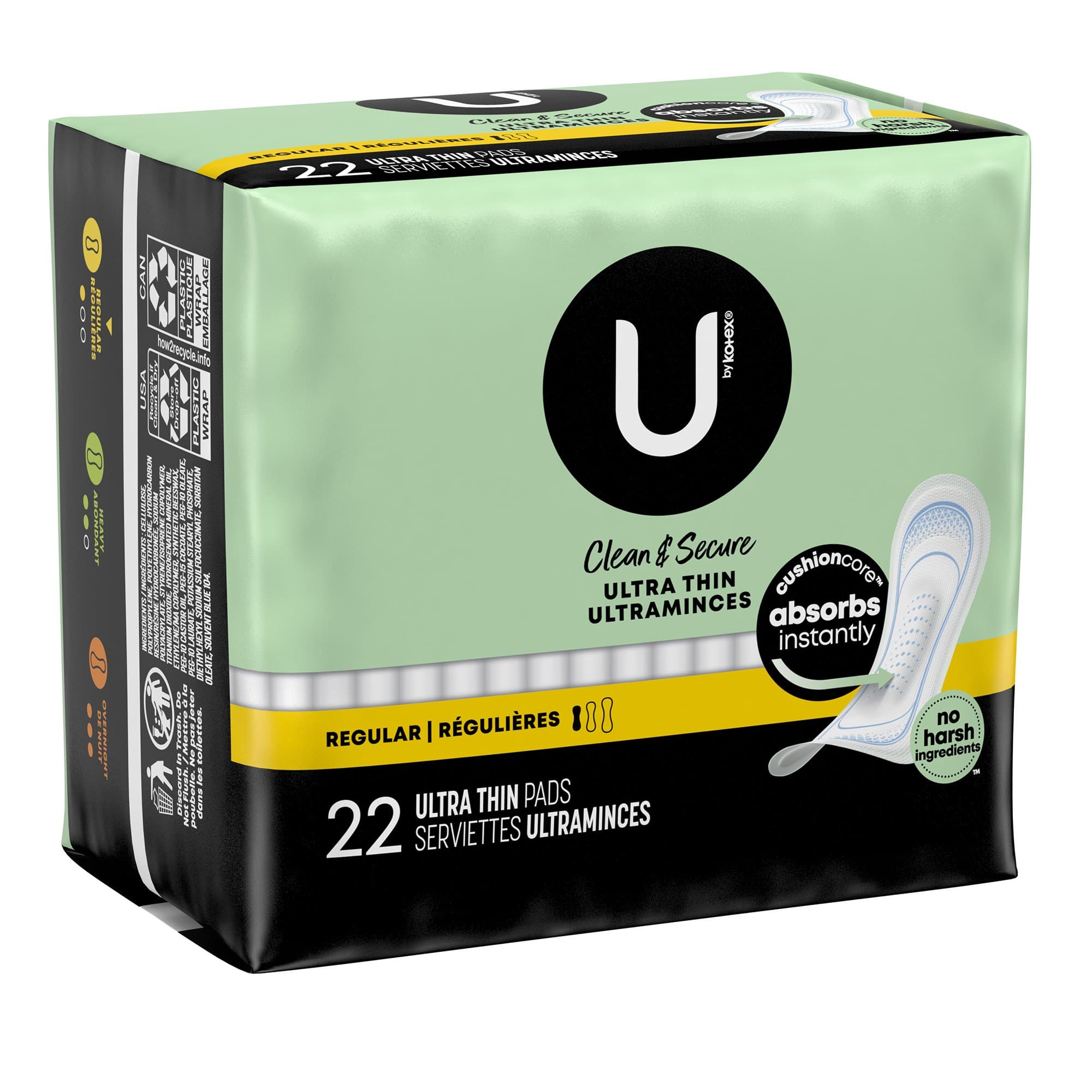 U by Kotex Clean & Secure Regular Ultra Thin Pads - Image 2