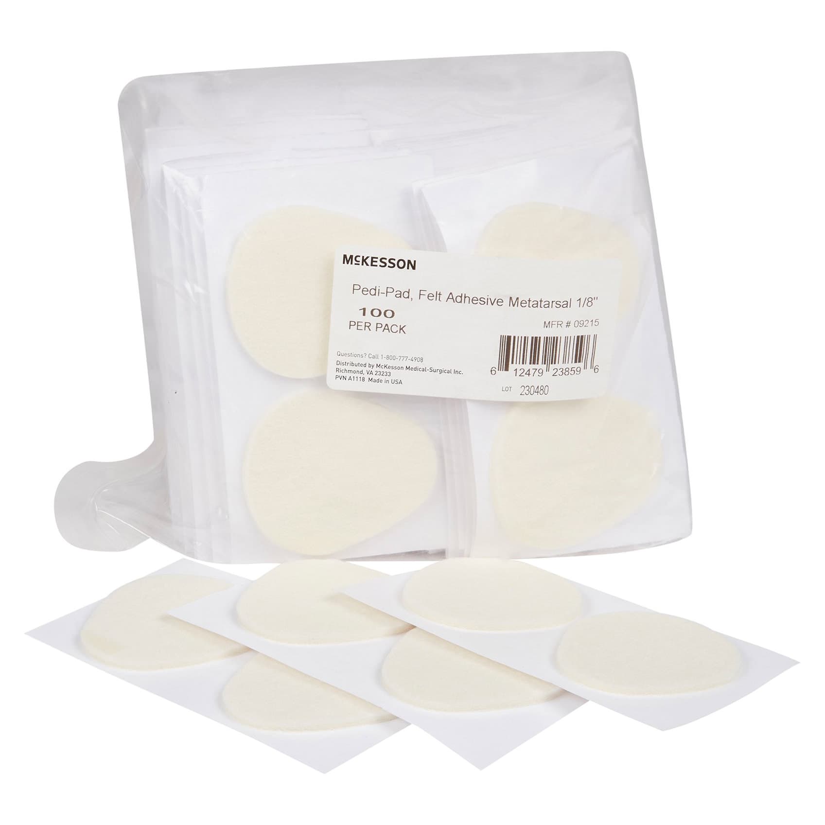 McKesson Protective Pad White Adhesive Foot Adult, 1/8 Inch Thick, Size 106 - Case of 2000 - Image 1