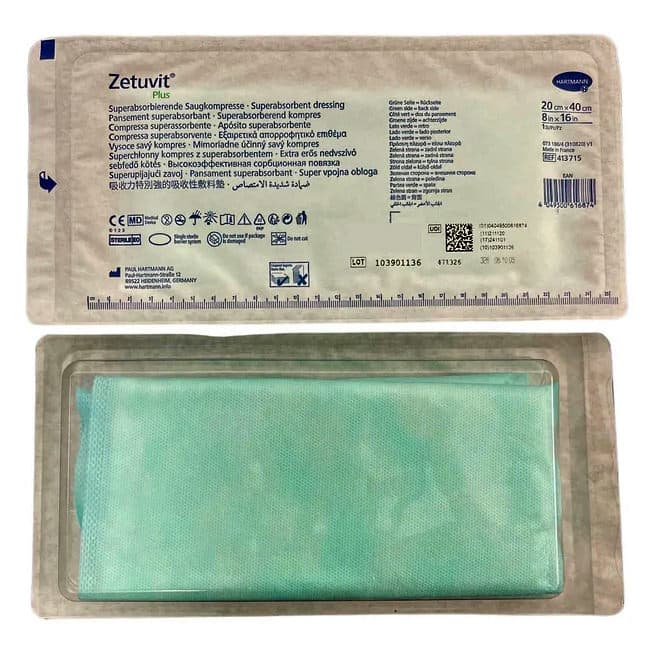 Zetuvit Plus Super Absorbent Dressing 8 X 16 Inch Sterile - Each - Image 1