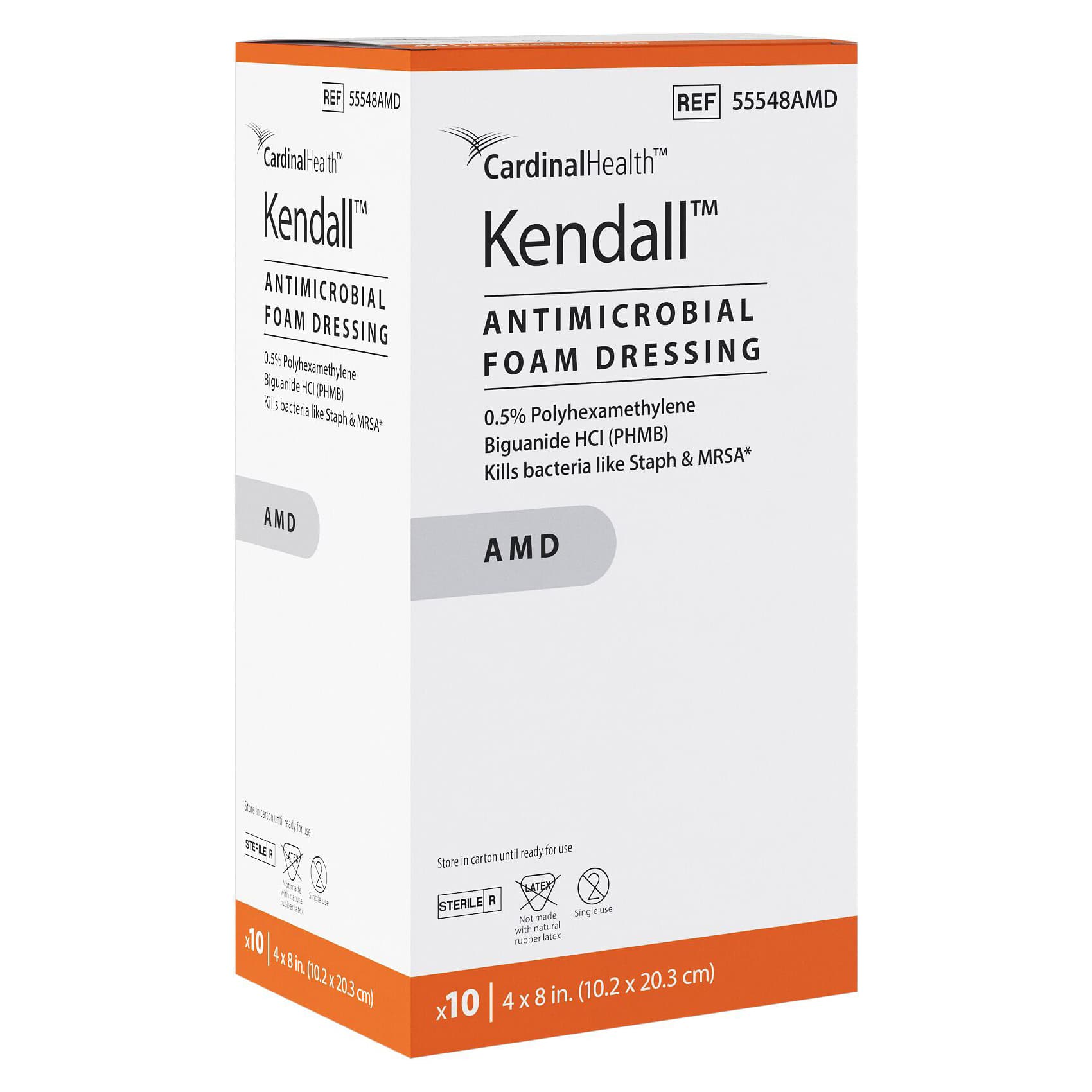 Kendall AMD Antimicrobial Foam Dressings, 4 x 8 Inch - Case of 50 - Image 1