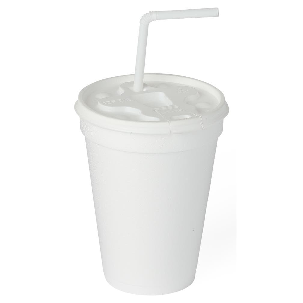 Medline Plastic Translucent Lid with Straw Slot - Image 6