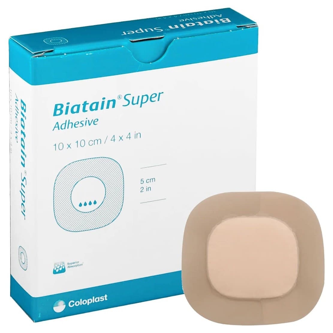 Biatain Super Hydrocapillary Adhesive Dressing, 4 x 4 Inch - Box of 10 - Image 1