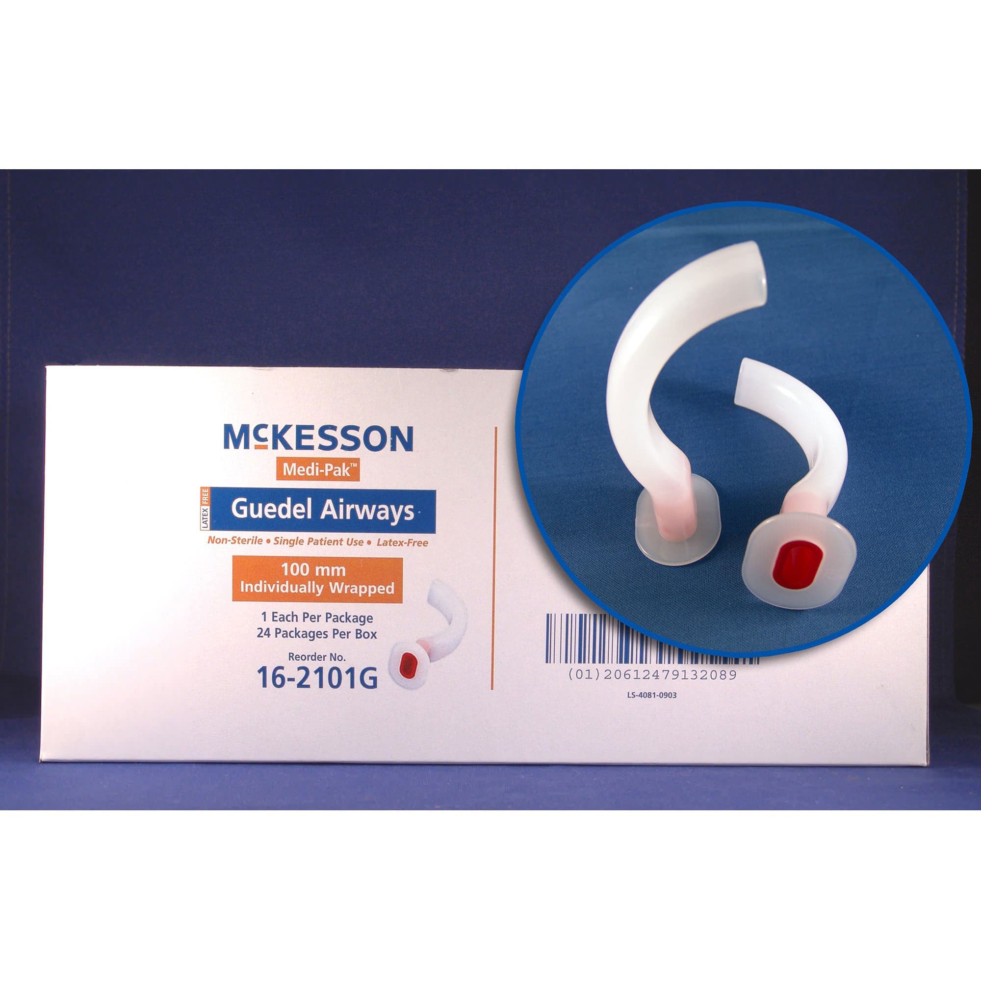 McKesson Guedel Oropharyngeal Airway Single Patient Use, Yellow, ISO 9, 90 mm Length, 76 to 100 mm - Box of 24 - Image 1