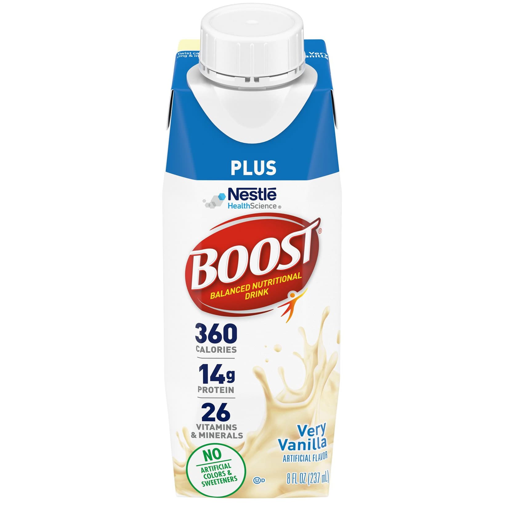 Boost Plus Balanced Nutritional Drink, Very Vanilla, 8 oz - Case of 24 - Image 1