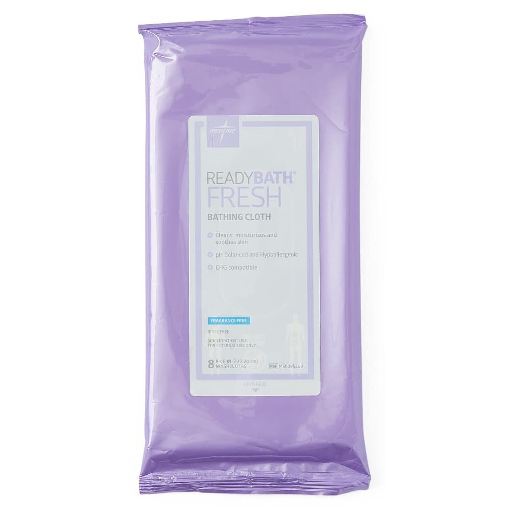 ReadyBath Fresh Rinse-Free Bath Wipe, 8 x 8 Inch - Case of 30 - Image 1