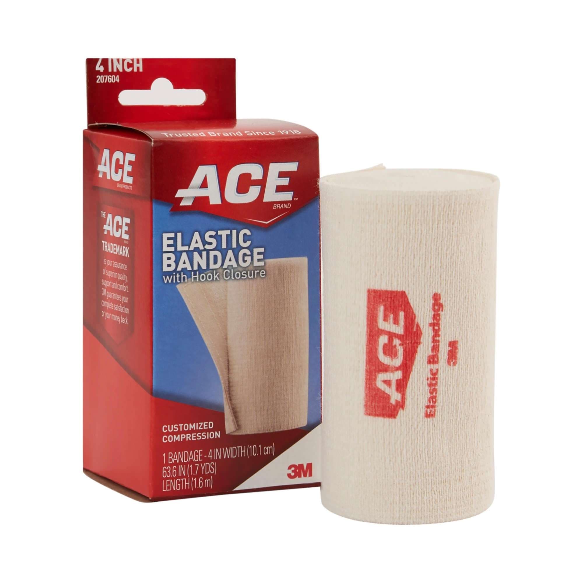 3M Ace Compression Elastic Bandage, Single Hook and Loop Closure, 4 Inch x 5.3 Foot - Image 1