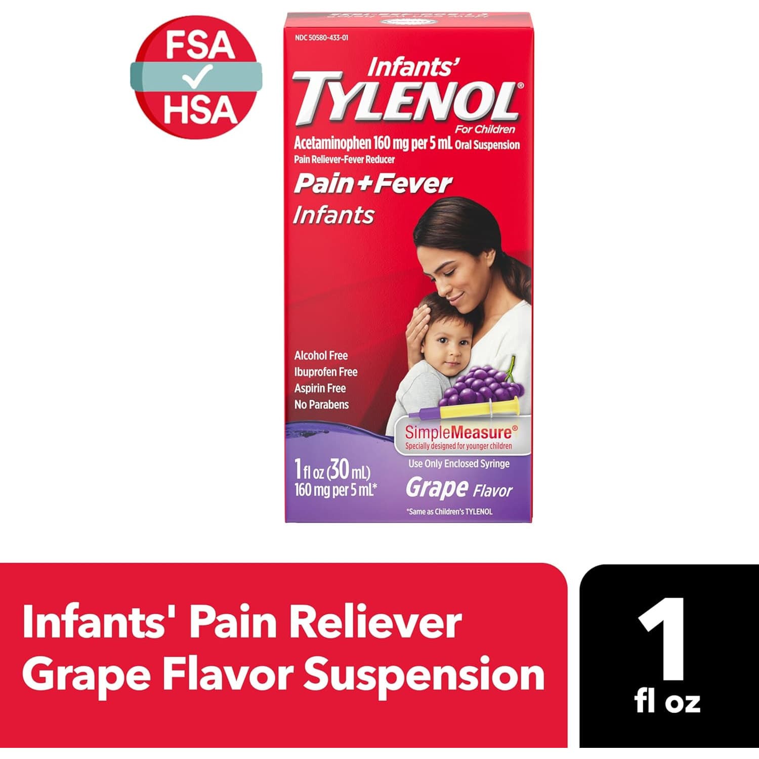 Infants' Tylenol Oral Suspension Liquid Medicine with Acetaminophen, 1 oz - Each - Image 3