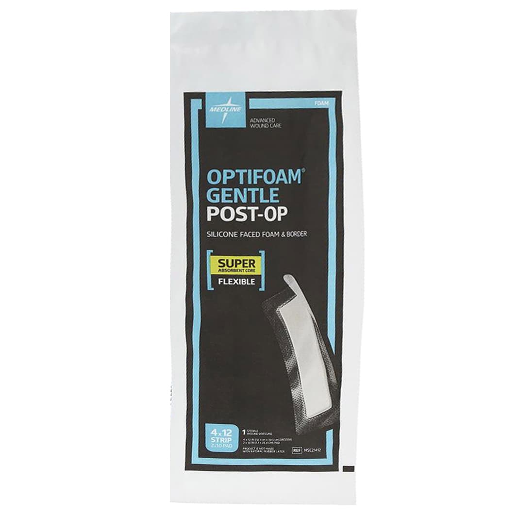 Optifoam Gentle Post-op Silicone Face Foam Dressing, Sterile, 4 x 12 Inch - Each - Image 1