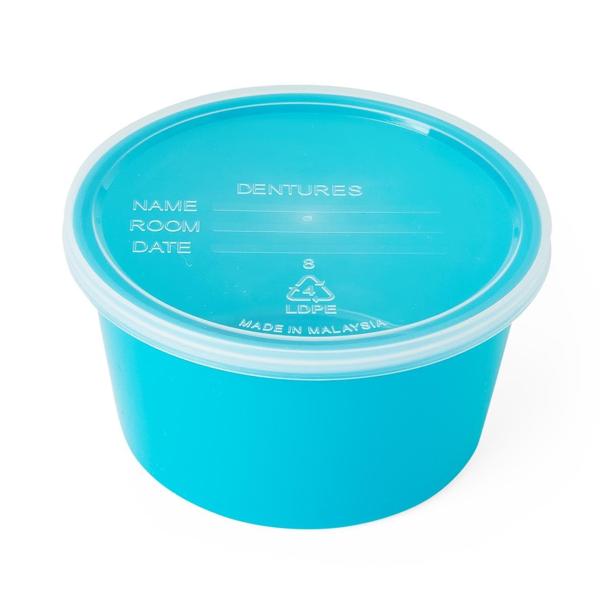 Medline Denture Container, 8 oz, Aqua - Package of 25 - Image 1