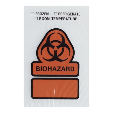 RD Plastics Specimen Transport Bag with Document Pouch, Zip Closure, 6 x 9 Inch - Package of 100 - Image 1