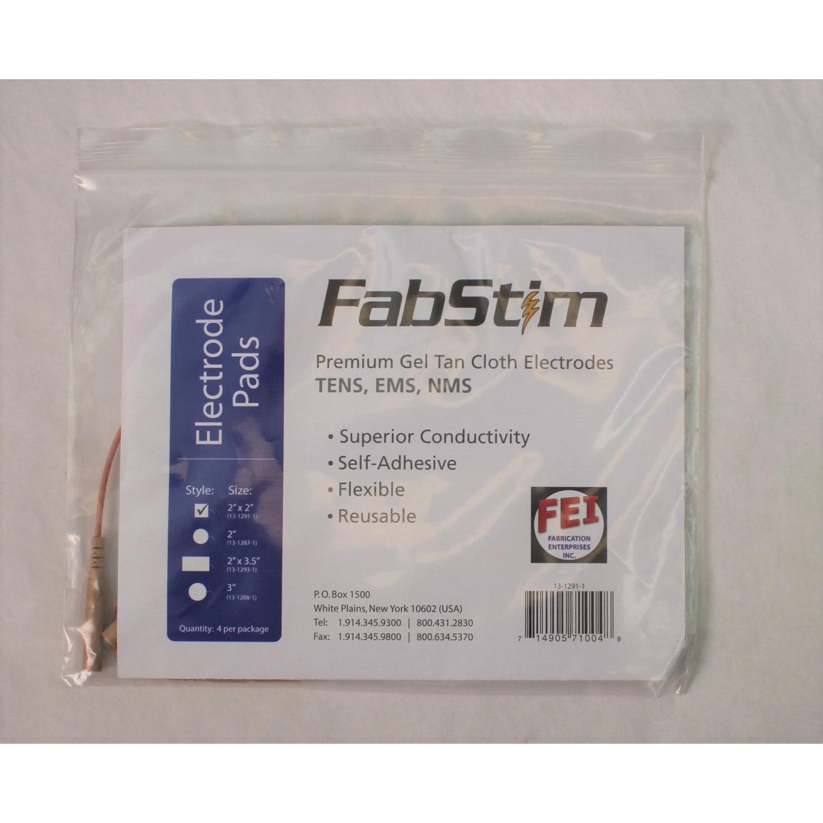 FabStim Self-Adhesive Tens Electrodes, 2" Square - Bag of 40 - Image 1