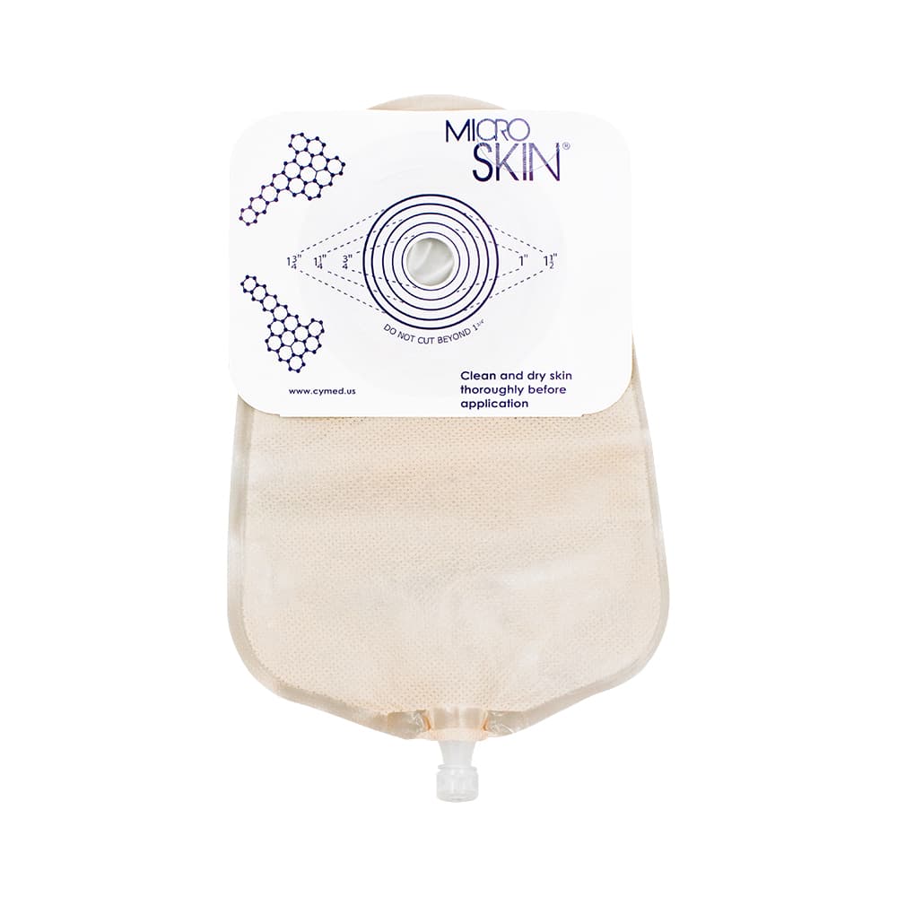 Cymed 9" Clear Urostomy Pouch, 1 Inch, Plain Barrier - Box of 10 - Image 1