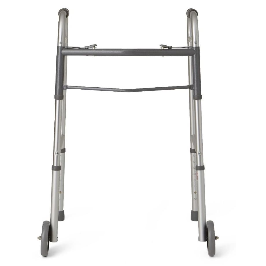 Medline Guardian Two-Button Folding Walker with Wheels - Image 3