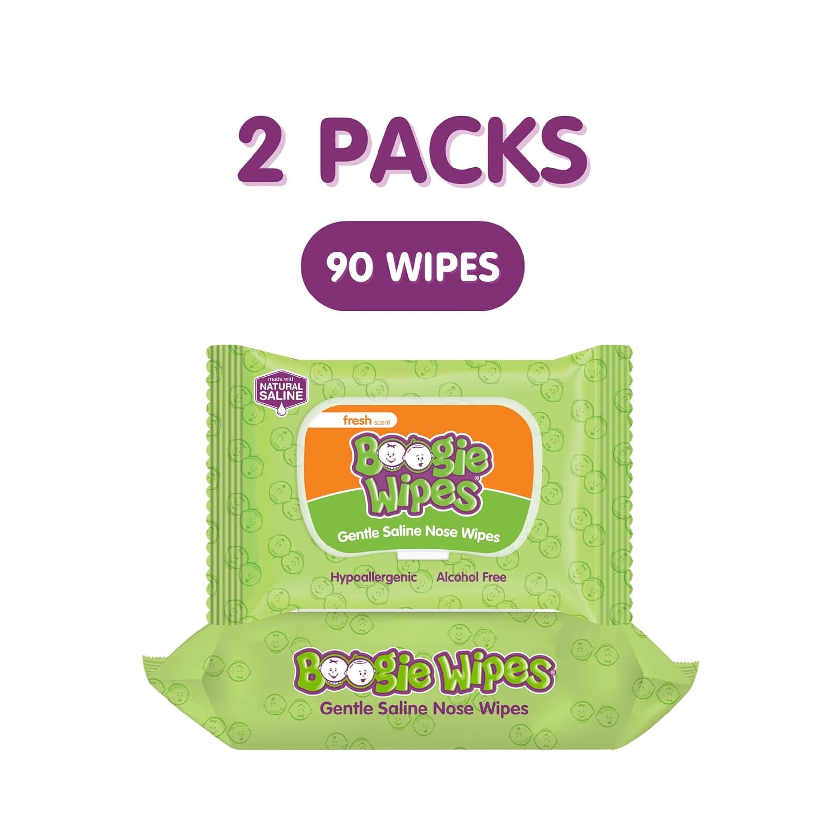 Nehemiah Boogie Wipes Natural Saline Nose Wipe, Fresh Scent - Package of 90 - Image 2