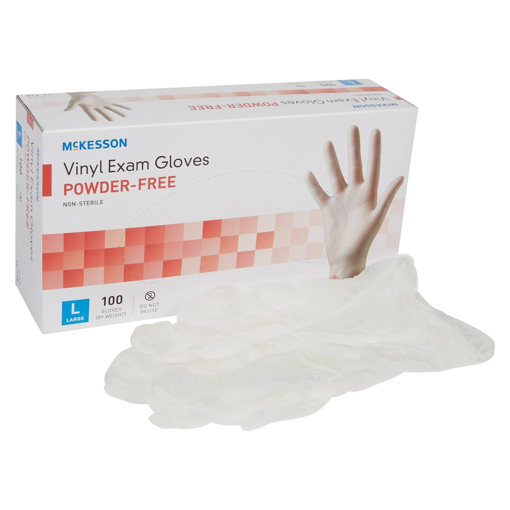 McKesson Standard Cuff Vinyl Powder Free Exam Gloves, Clear, Large - Case of 1000 - Image 1