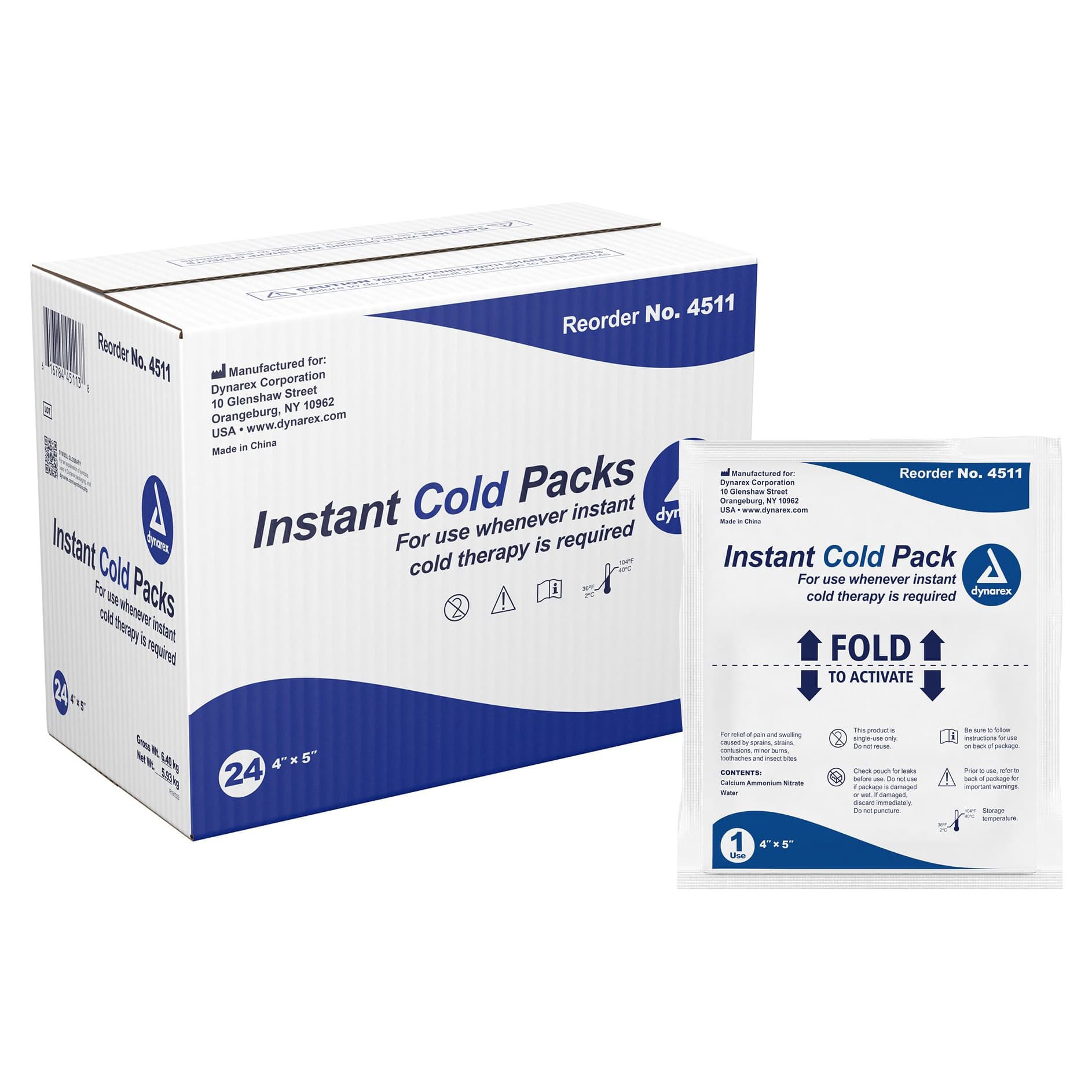 Dynarex Instant Cold Pack, 4 x 5 inch - Case of 24 - Image 1