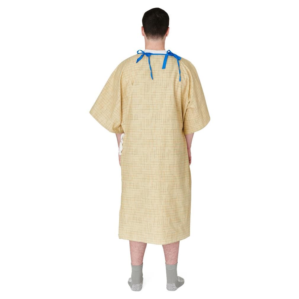 Medline Cotton/Poly Blend Deluxe Cut Patient Gown with Side Ties, 10XLarge - 1 Dozen - Image 3