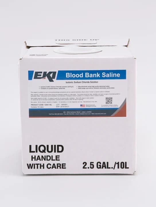 Immunohematology Reagent Saline Blood Bank 0.85%, 10 Liter - Each - Image 1