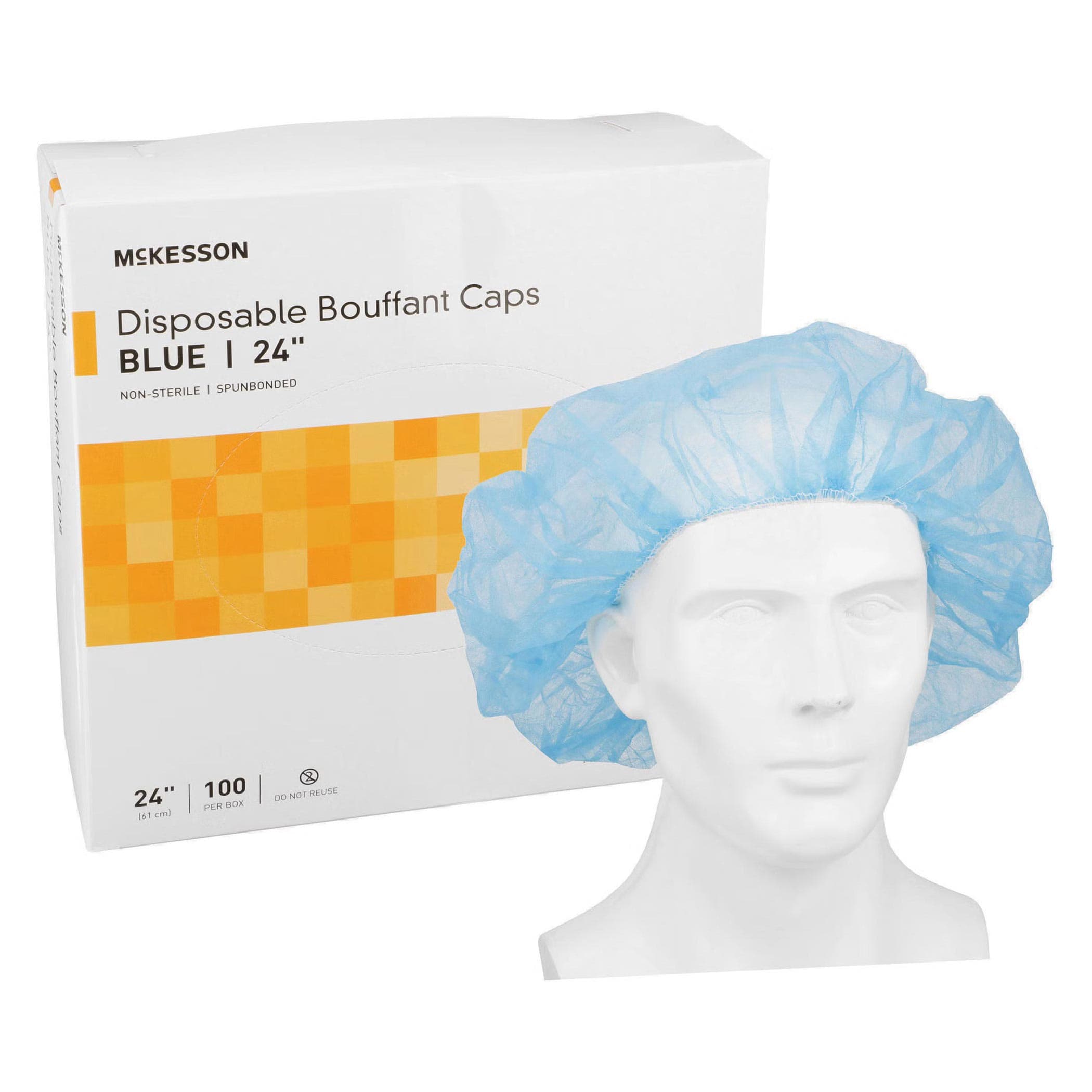 McKesson Disposable Bouffant Cap Blue 24 Inch Circumference - Image 1