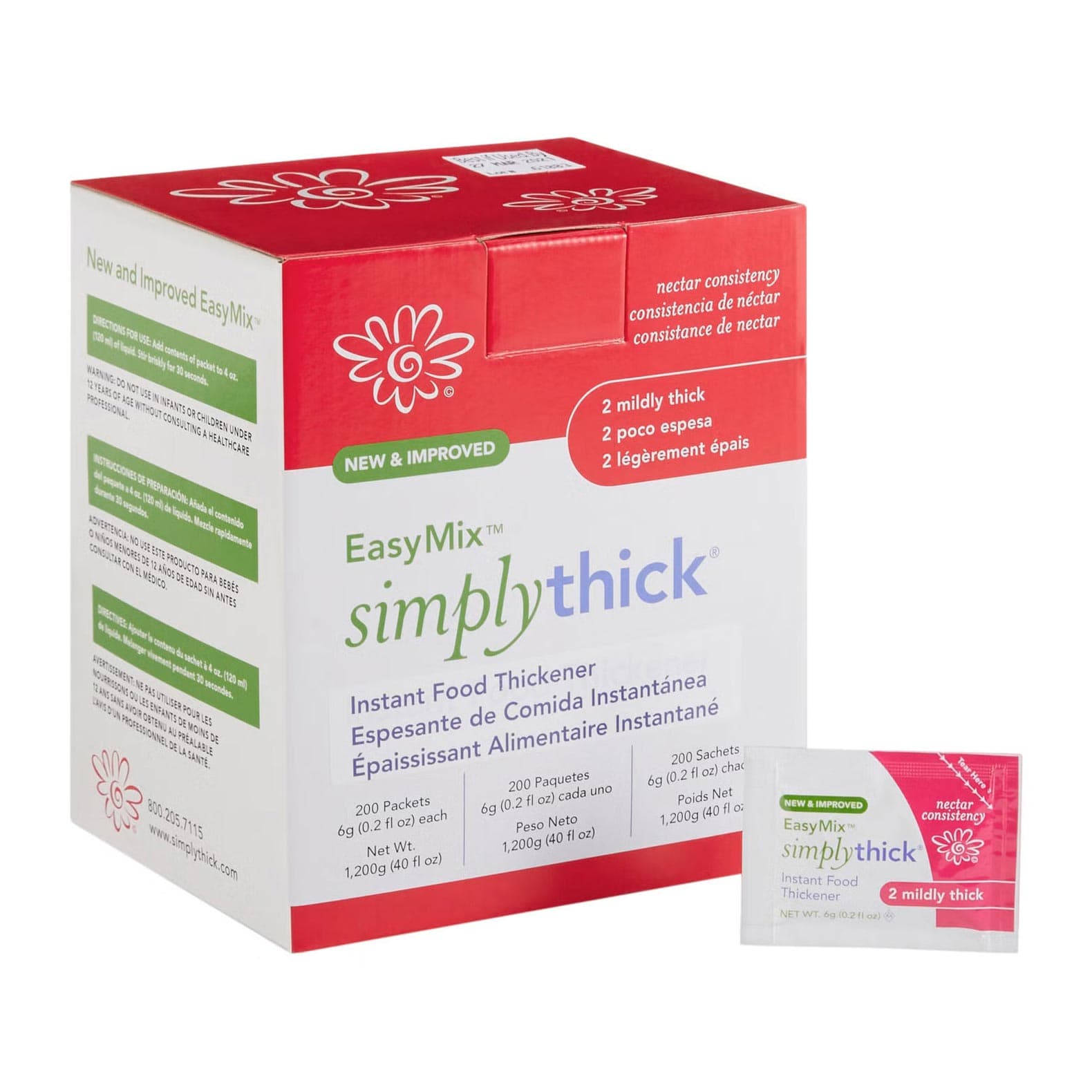 Simply Thick Easy Mix Nectar Consistency Food and Beverage Thickener, 6G - Box of 200 - Image 1