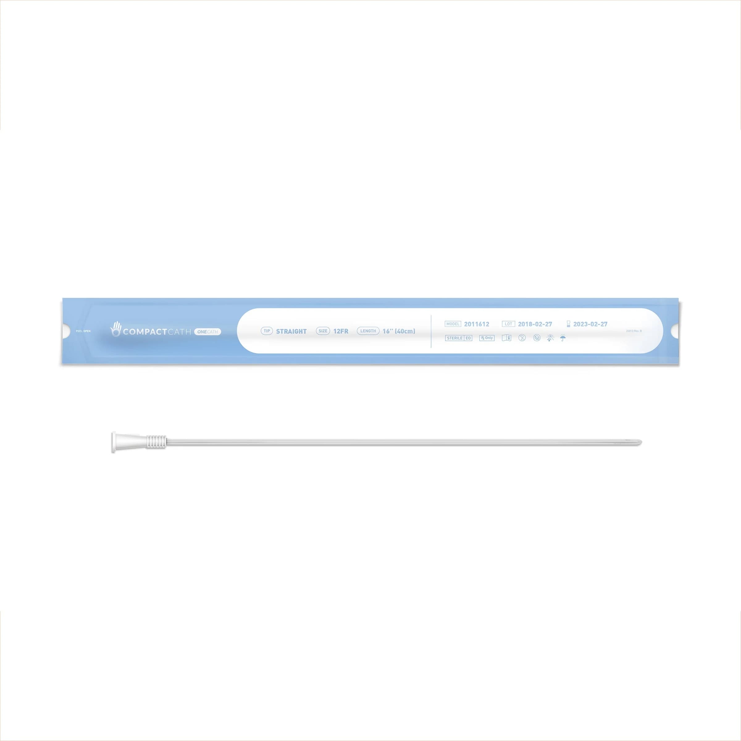 CompactCath OneCath Classic Urethral Catheter, Straight Tip, 12 Fr - Case of 900 - Image 1