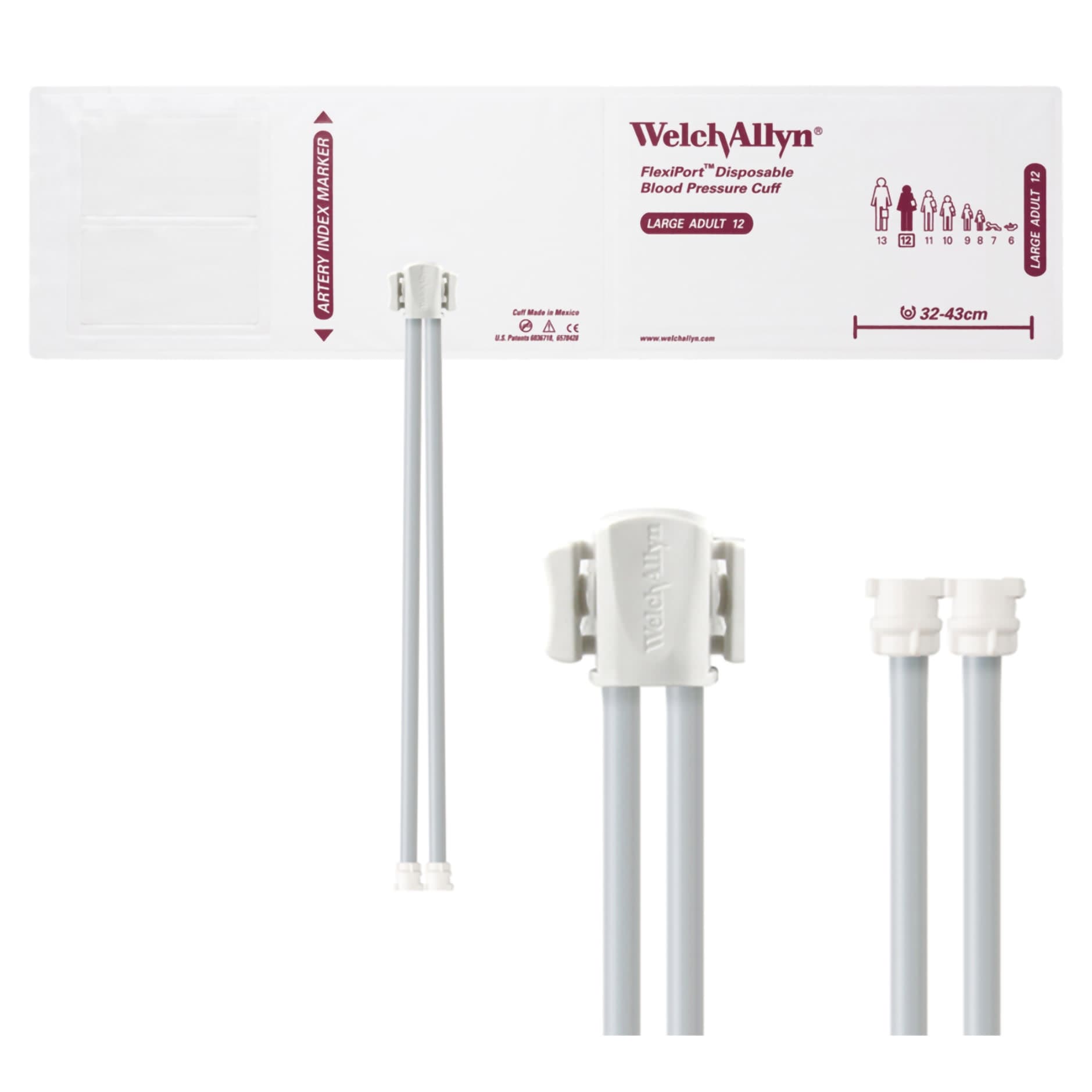 Welch Allyn FlexiPort Blood Pressure Cuff Adult Arm, Cloth Fabric Cuff