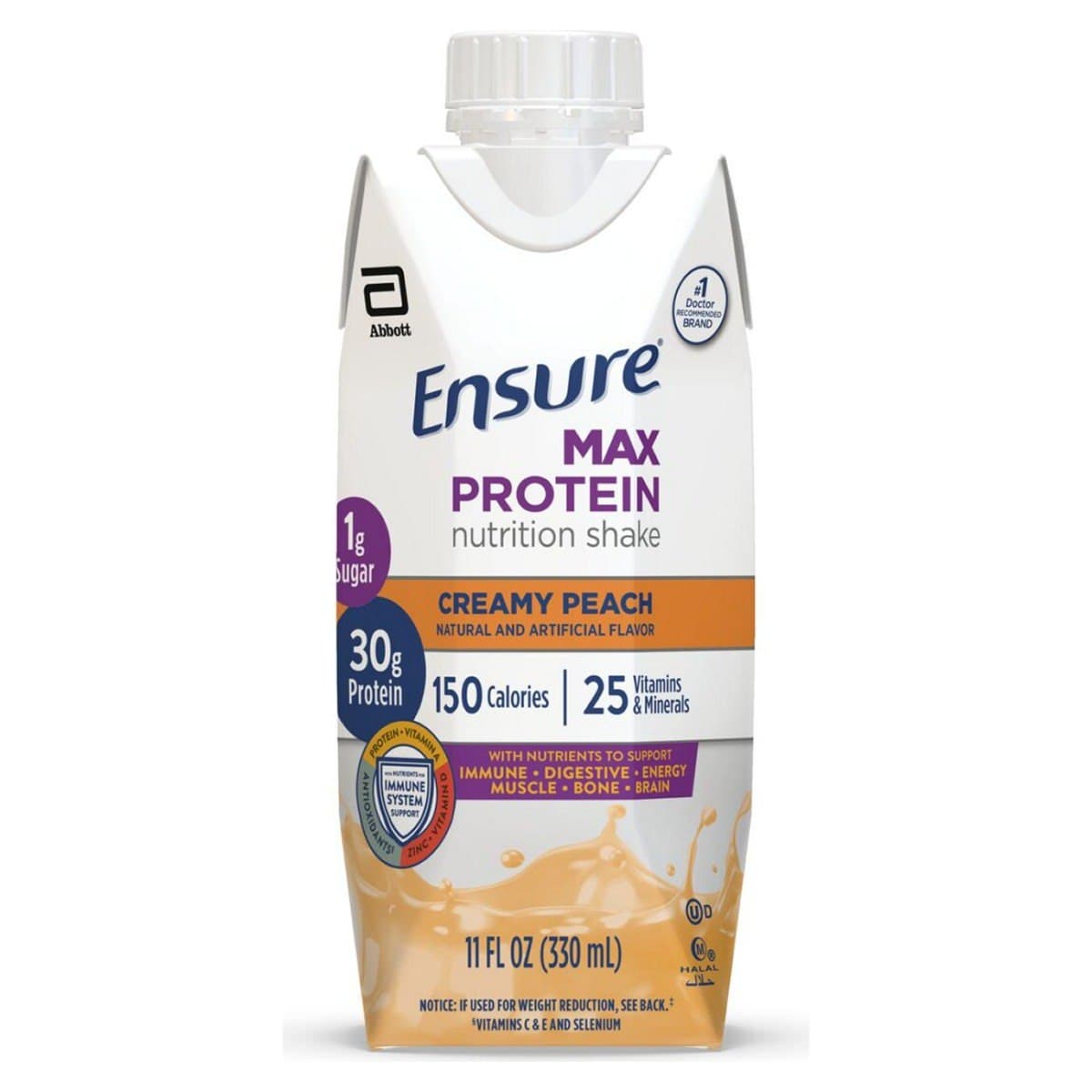 Ensure Max Protein Nutritional Shake, Creamy Peach, 11 oz - Package of 4 - Image 1