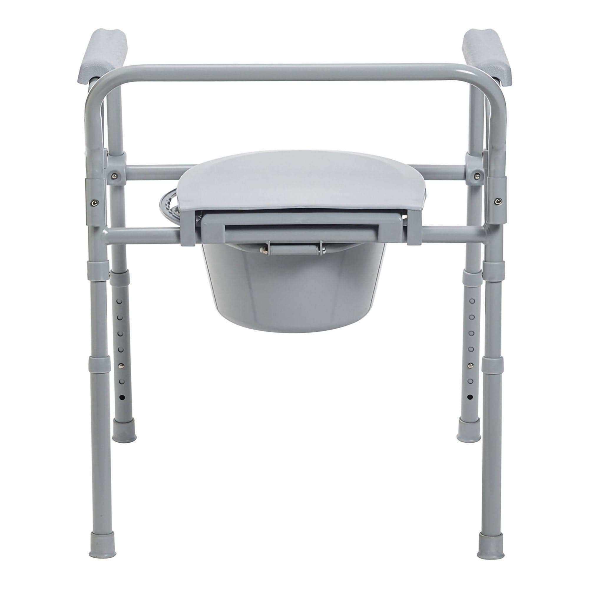 McKesson Plastic Seat Steel Frame Folding Commode Chair, 16-3/5 to 22-1/2 Inch - Image 2