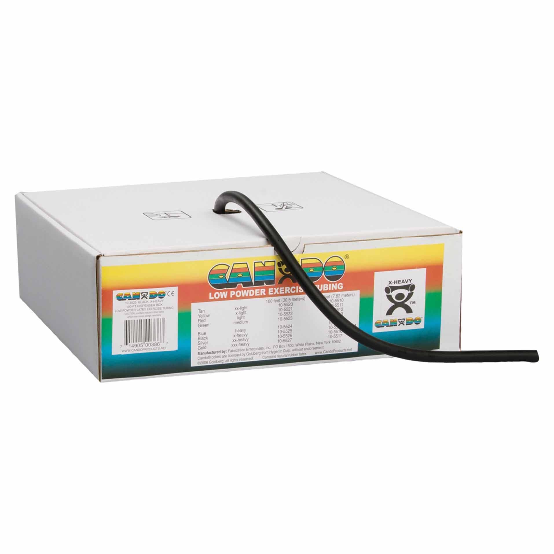 CanDo Latex Exercise Tubing, 100 Feet Dispenser Roll, Black, Extra Heavy - Image 1