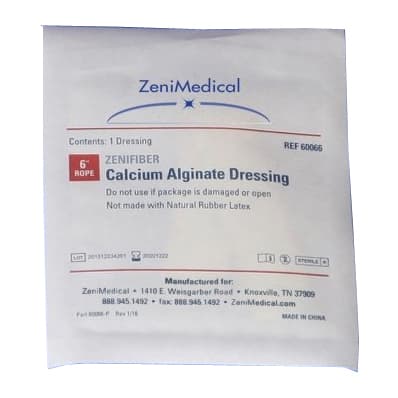 ZeniMedical ZeniFiber Calcium Alginate Wound Dressing, 6" Rope - Each - Image 1