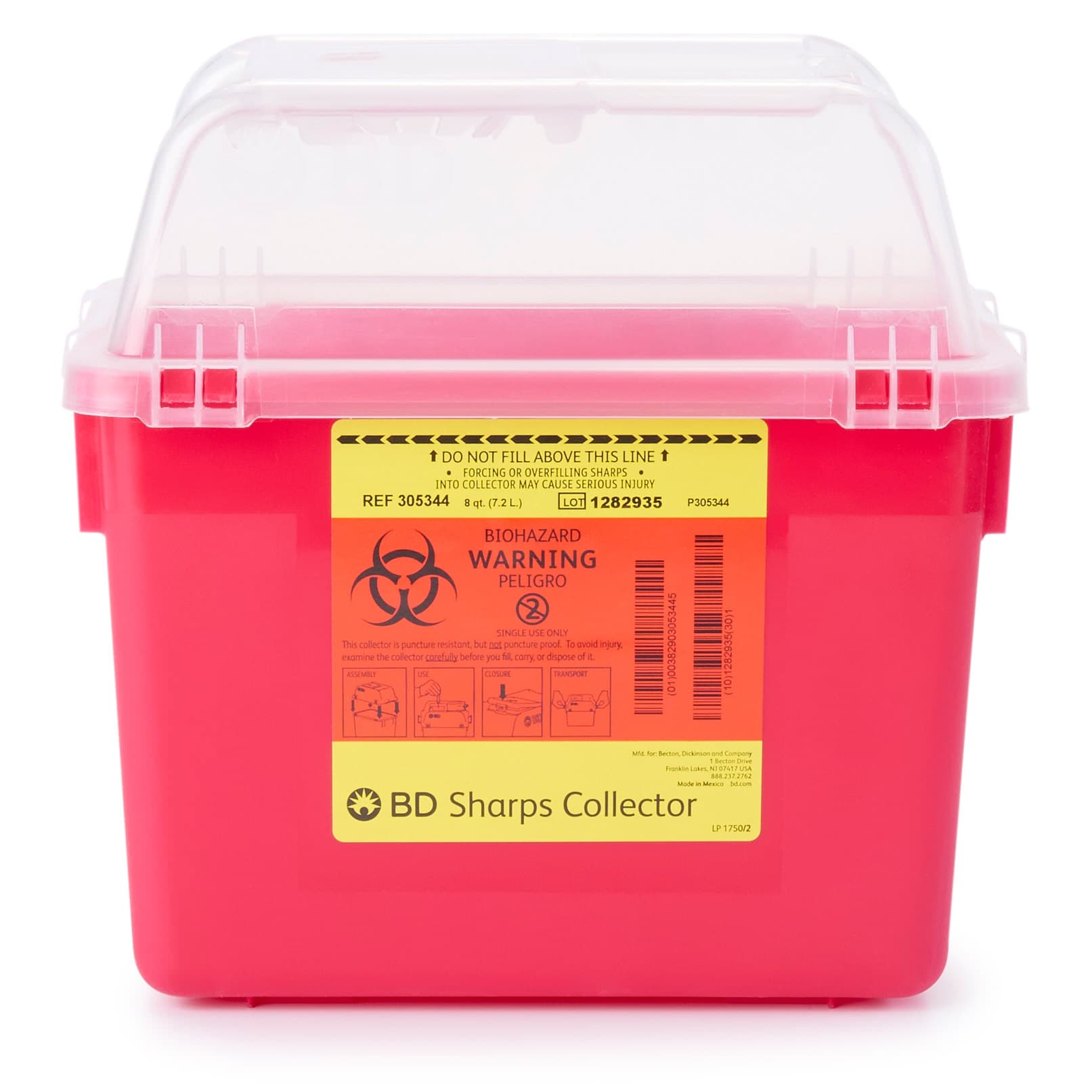 BD Multi-Use Nestable Sharps Collector, Funnel, 8 Quart - Each - Image 1