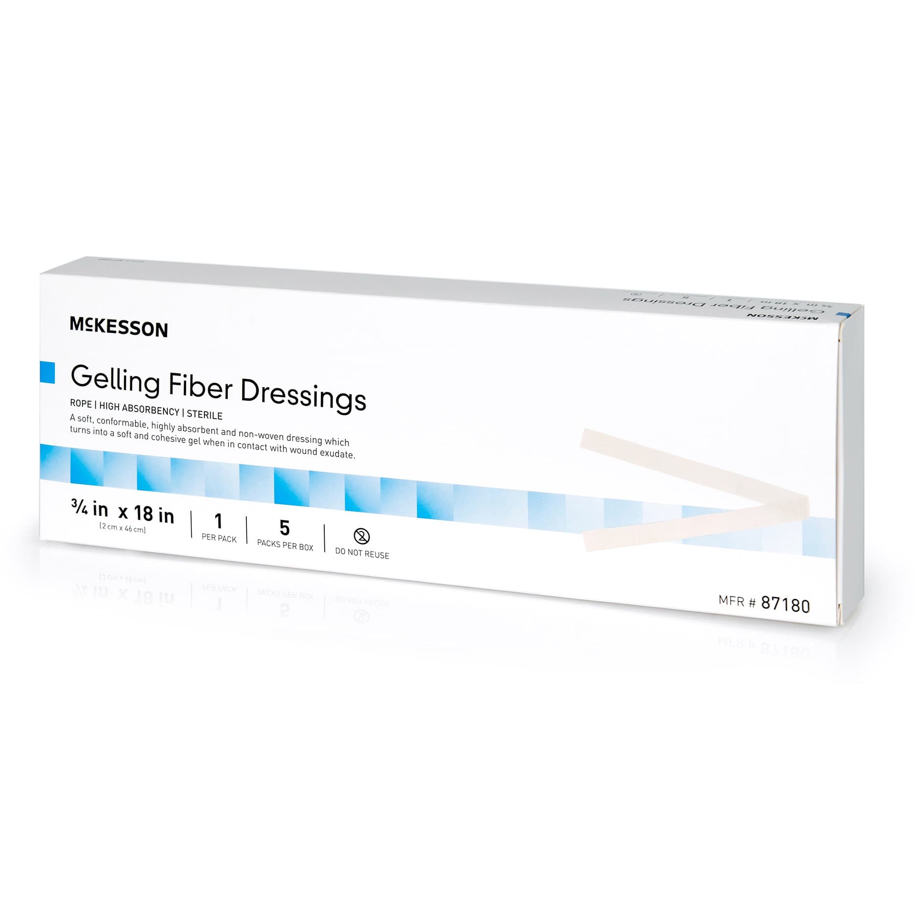 McKesson Absorbent Gelling Fiber Dressing (CMC) 3/4 x 18 Inch Ribbon - Case of 50 - Image 1