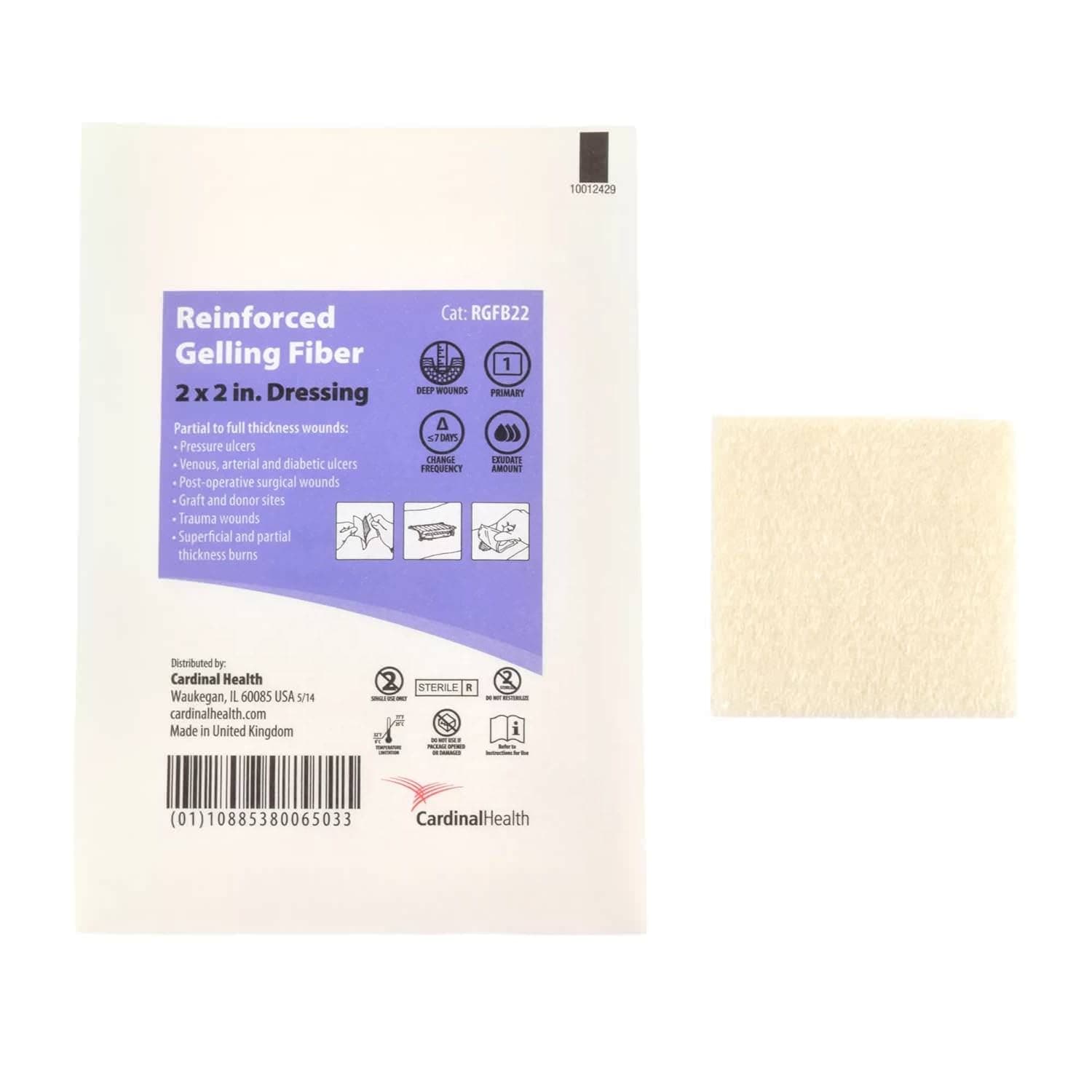 Cardinal Health Reinforced Gelling Fiber Dressings, 2 x 2 Inch - Each - Image 1