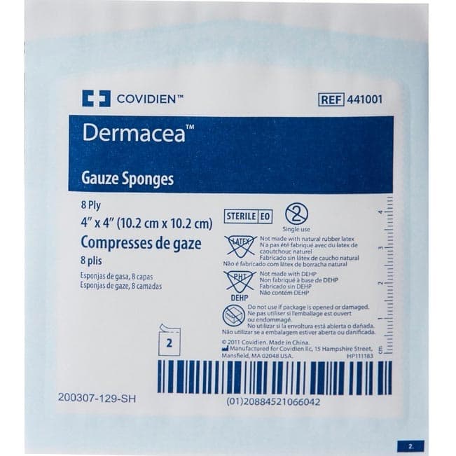 Covidien Dermacea Gauze Sponge, 8-Ply, 4 x 4 Inch, Sterile - Each - Image 1