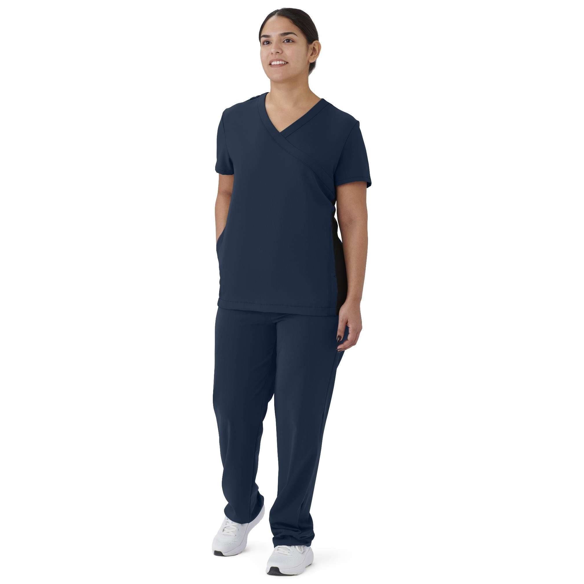 Medline Staten AVE Women's Yoga-Style Scrub Top, Navy, Extra Small - Image 1