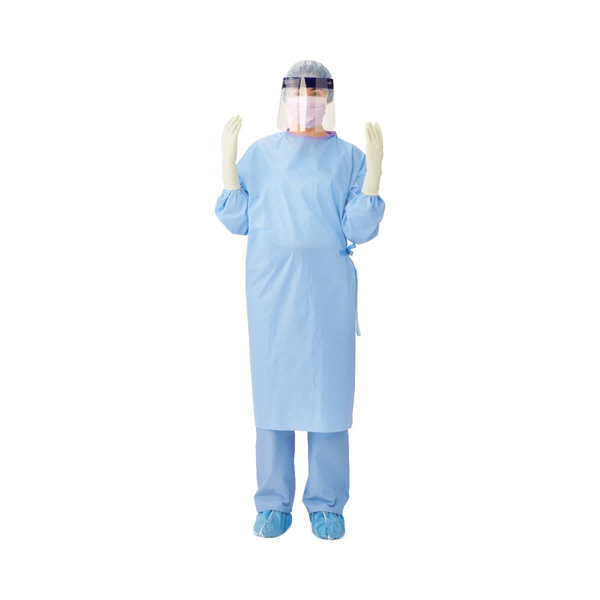 Medline Sterile Nonreinforced Sirus Surgical Gowns with Set-In Sleeves and Towel, Size L - Case of 20 - Image 1