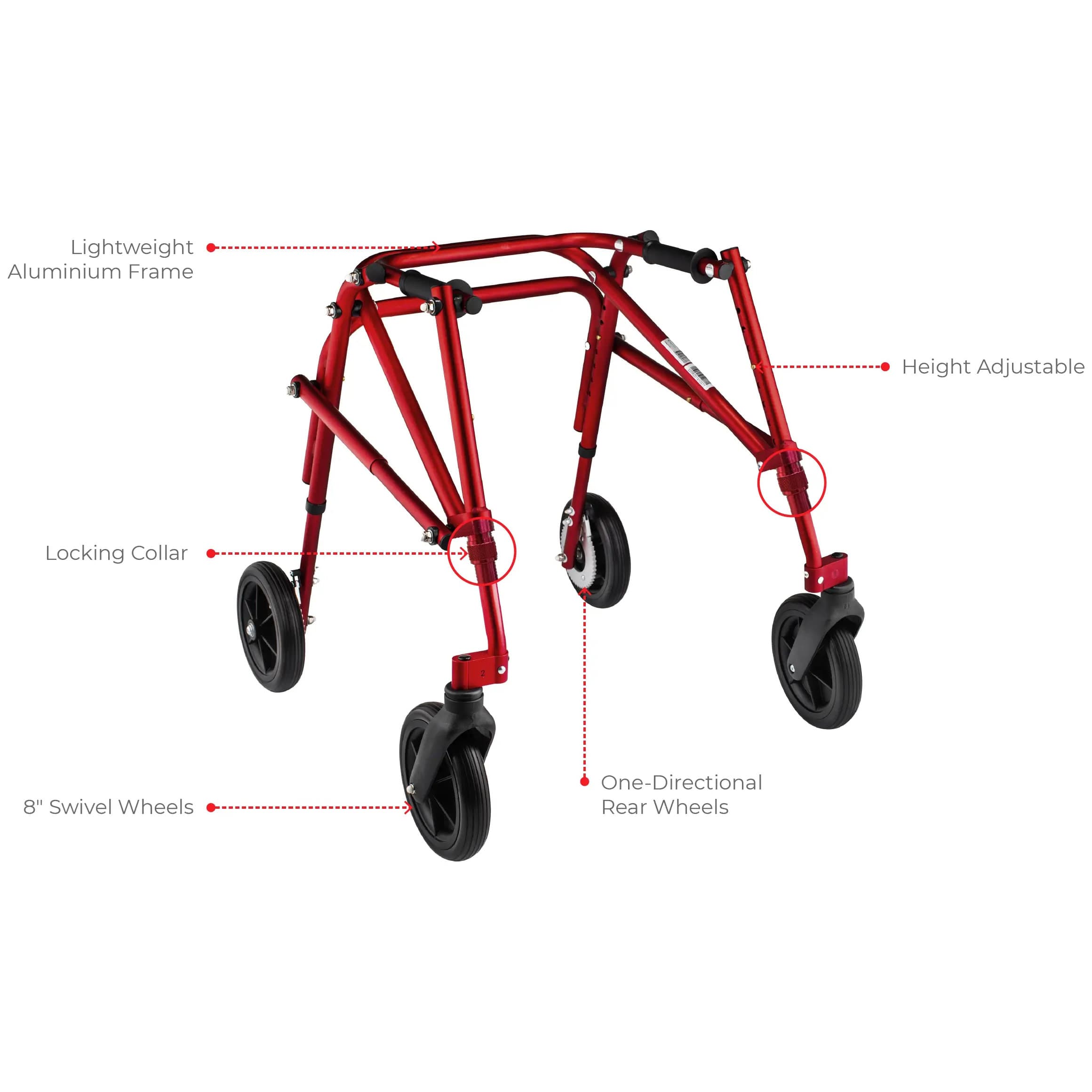 Klip 4-wheeled posterior walker with 8" wheels - Image 4