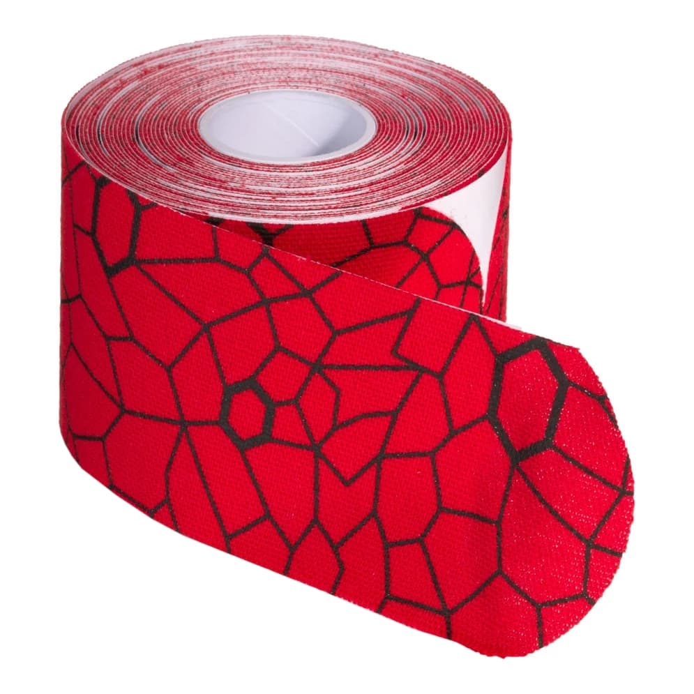 TheraBand Kinesiology Tape 2" x 10", 20 Precut Strips, Hot Red-Black Print - Image 1
