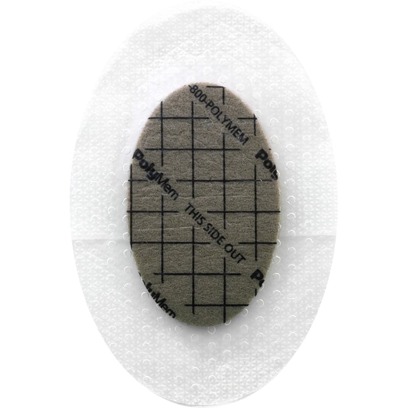 PolyMem Oval Silver Silicone Border Dressing, Size 5, 3.5 x 5 Inch - Each - Image 1